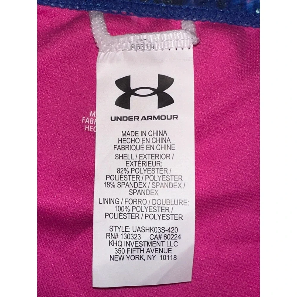 Under Armour bikini set tie-dye style print photon blue and bright pink 16 girls